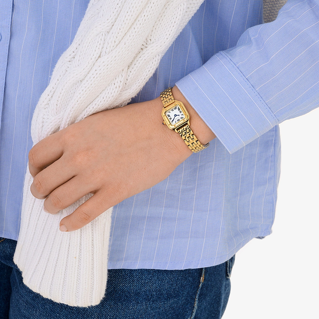 Ivy n Rox Classy damklocka - guld/vit, 20mm