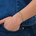Limegrönt läderarmband med stålspänne, 16cm