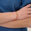 Orange läderarmband med stålspänne, 16cm