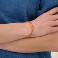 Orange läderarmband med stålspänne, 18cm