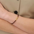 Brunt läderarmband med stålspänne, 16cm