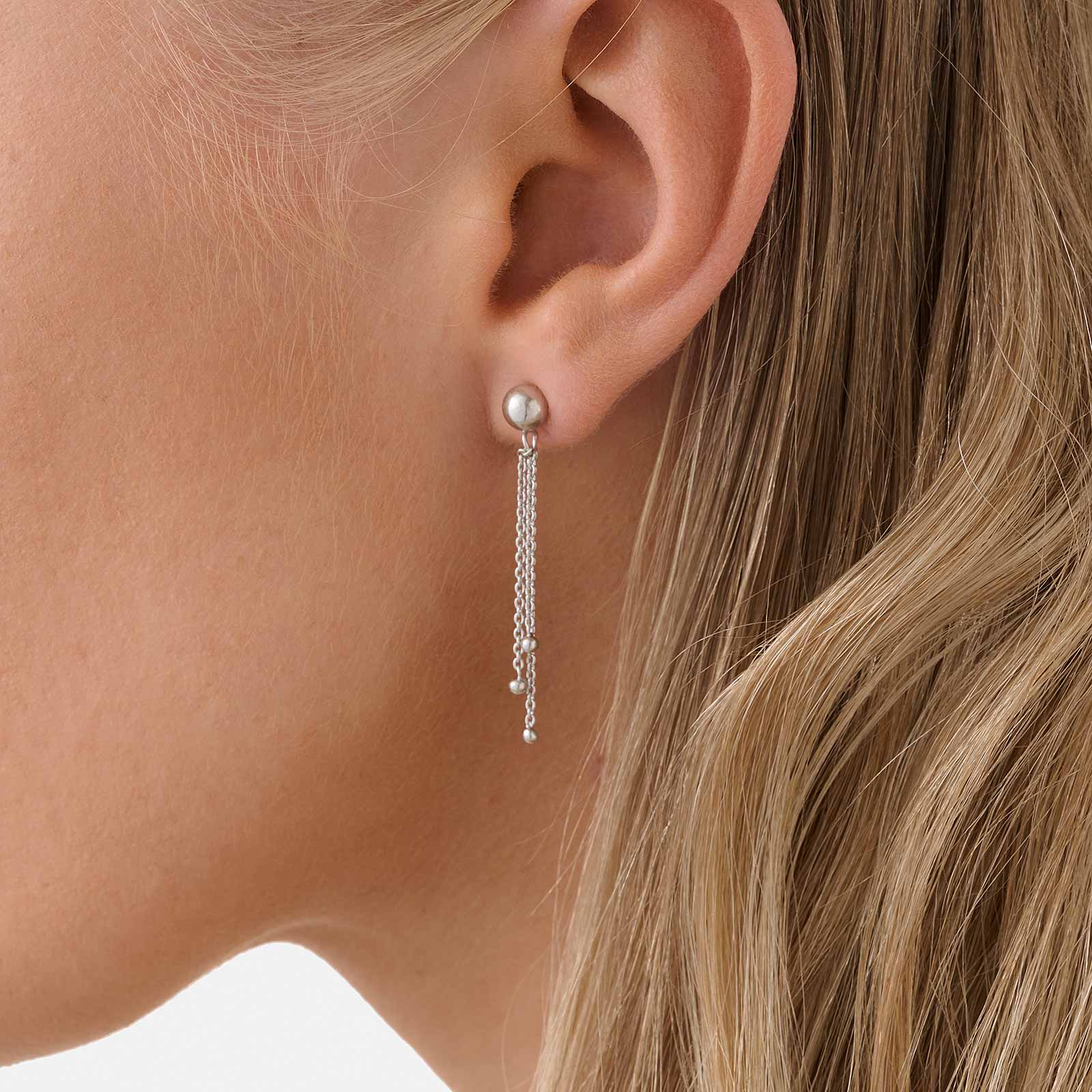 Örhängen i äkta silver - tre kedjor med kulor