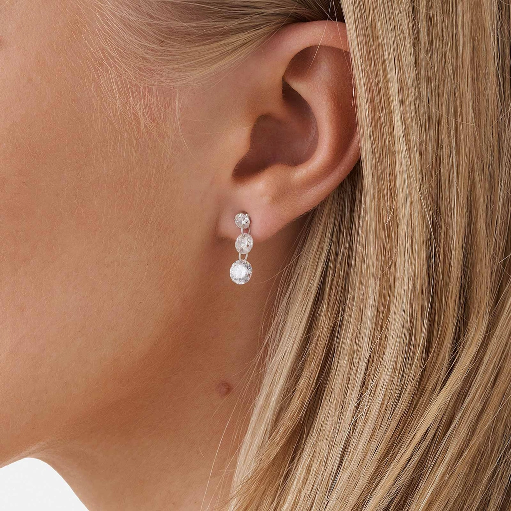 Örhängen i äkta silver - tre hängande Kubisk Zirkonia