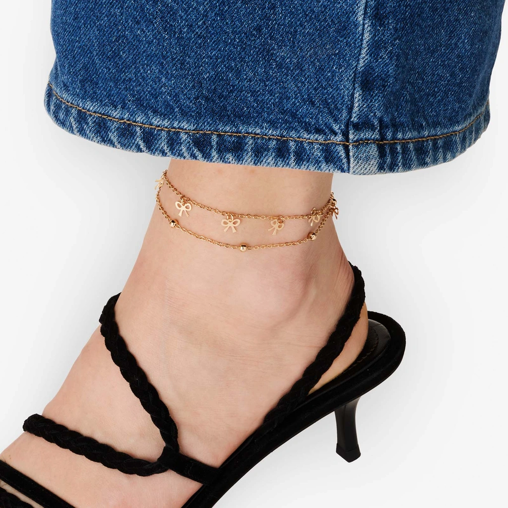 Guldfärgad fotlänk - rosetter, 20+7cm