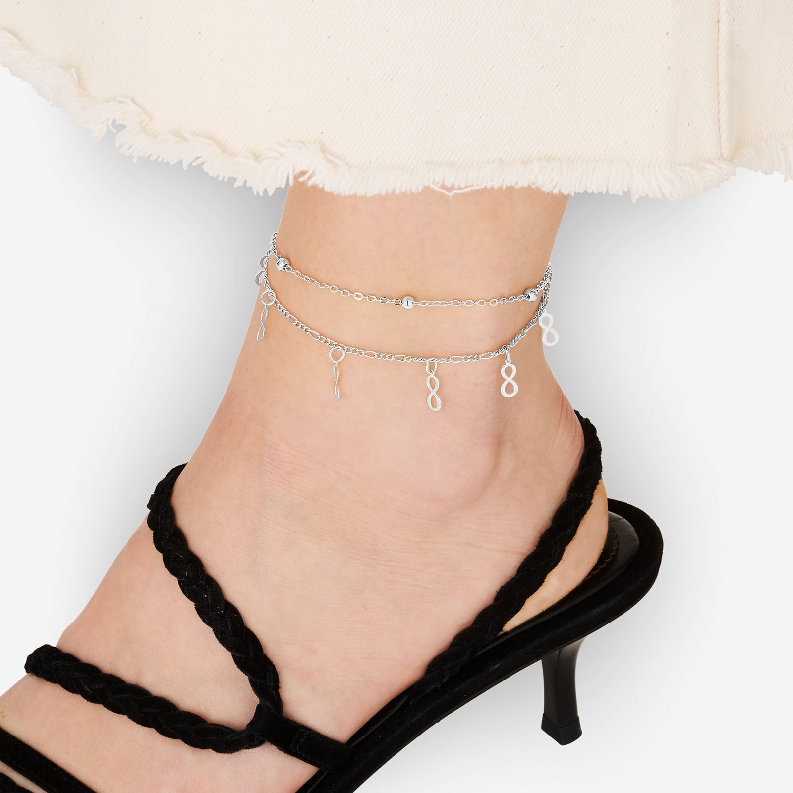 Silverfärgad fotlänk - infinitysymboler, 20+7cm