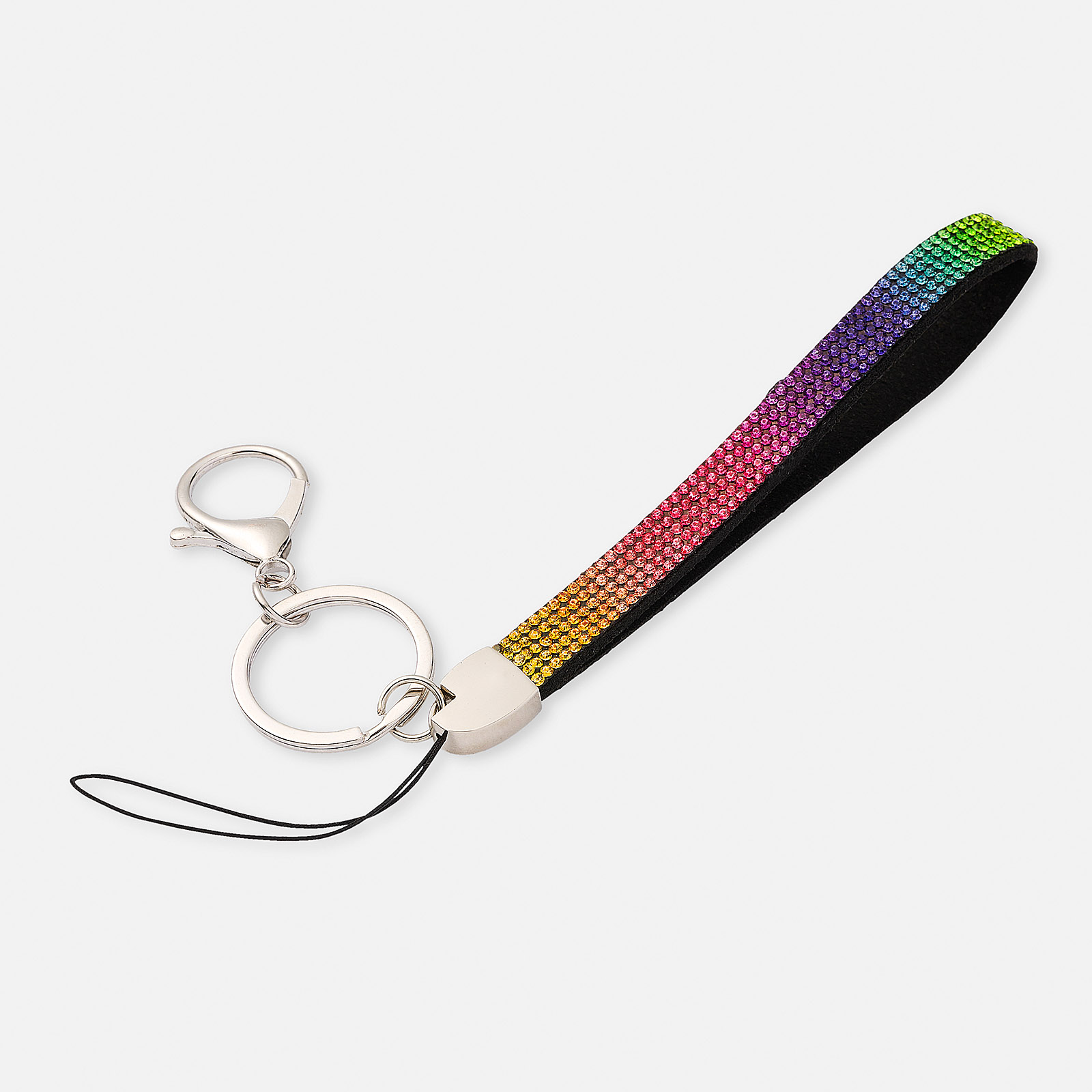Rengbågsfärgad nyckelring med ögla & karbinhake