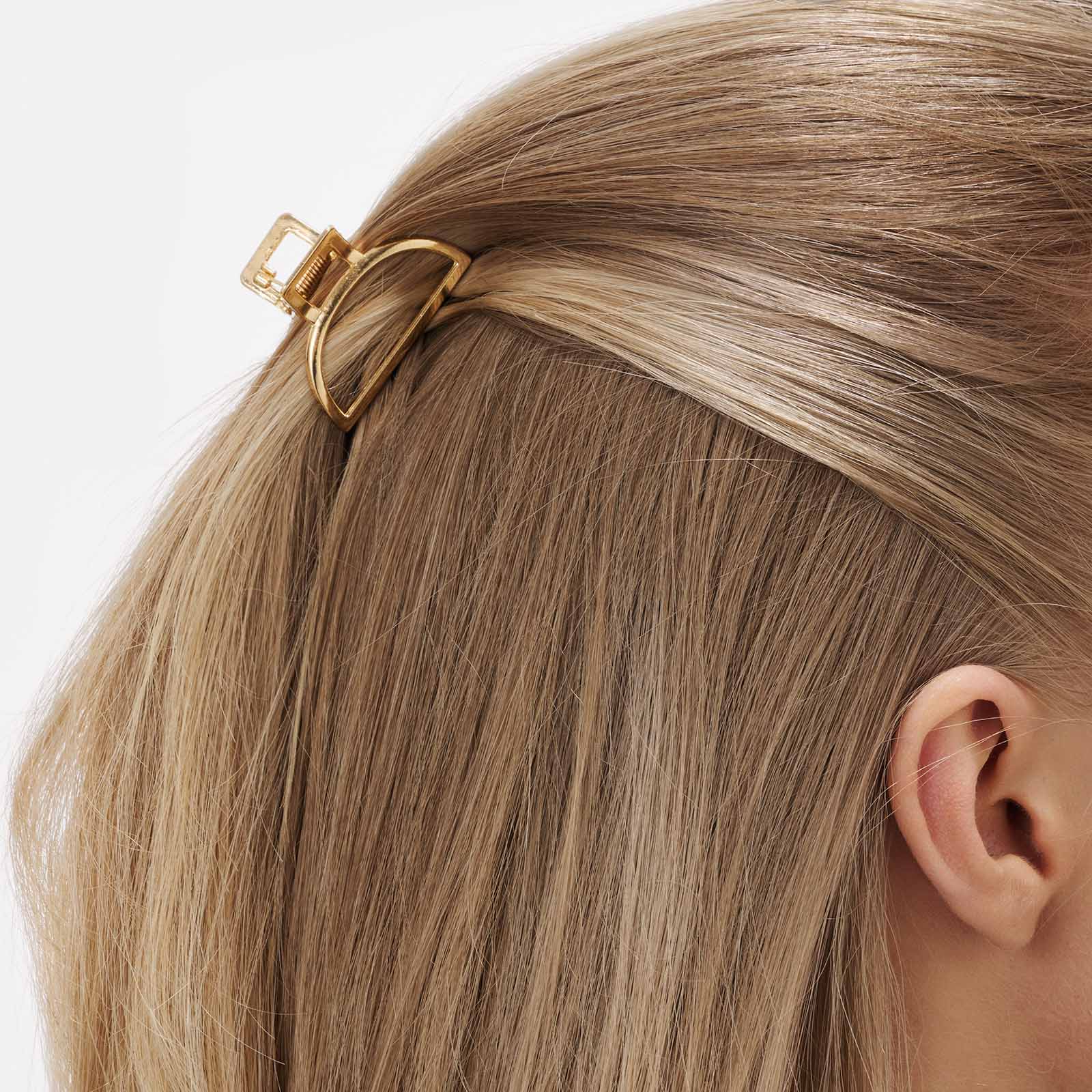 2-pack guldfärgade rundade hårklämmor - 4cm