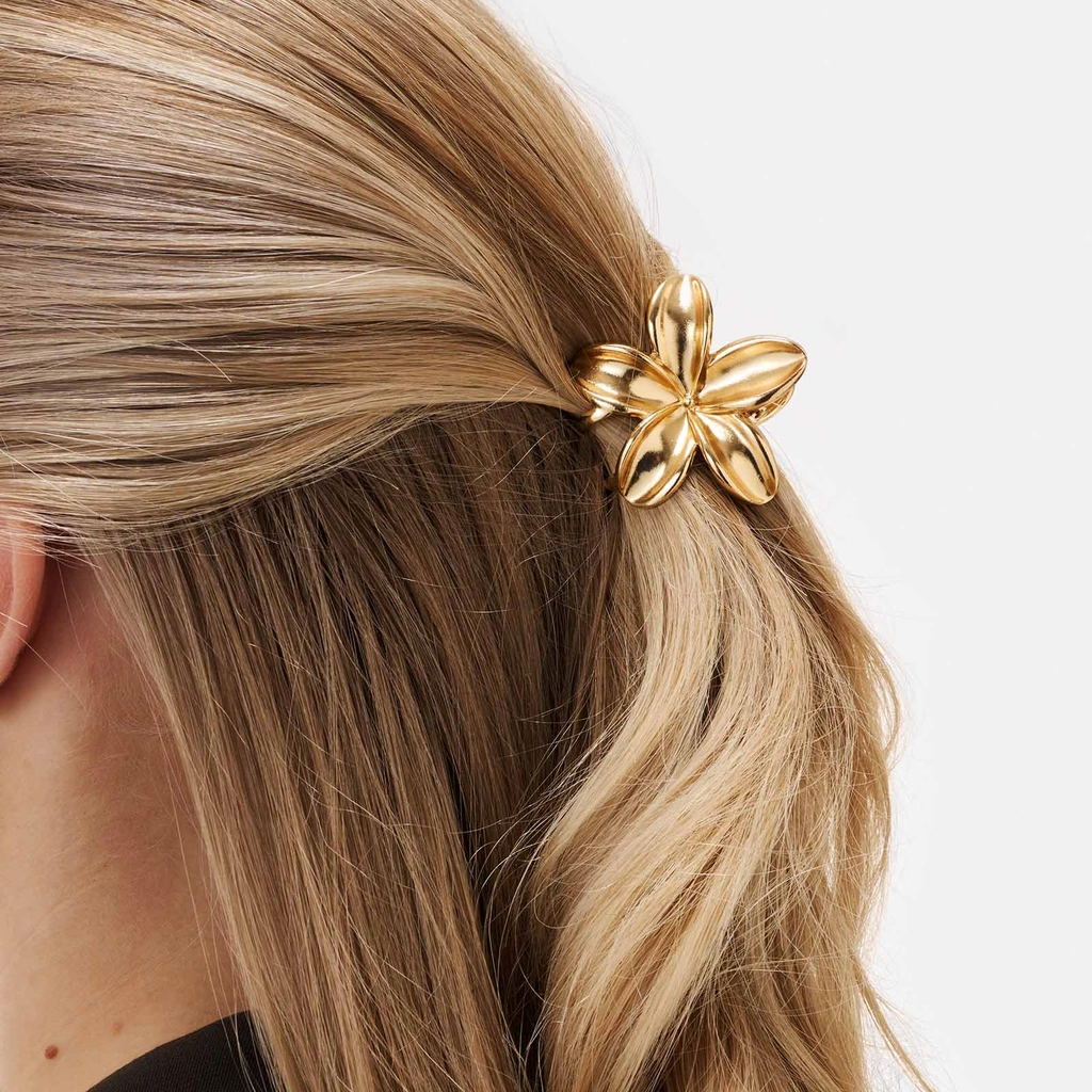 Guldfärgad hårklämma - blomma, 5 cm