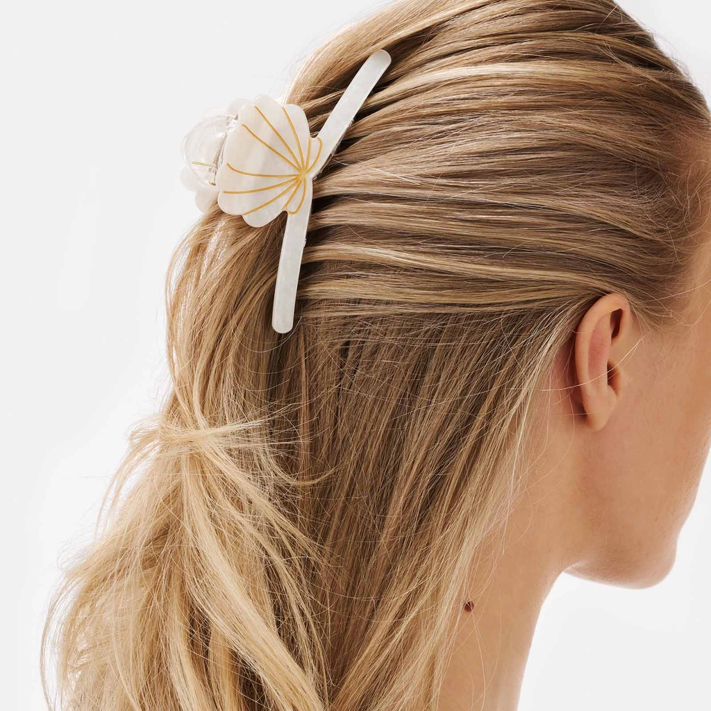 Vit hårklämma i plast - 11,5cm