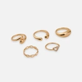 5-pack guldfärgade ringar - st.18