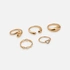 5-pack guldfärgade ringar - st.18