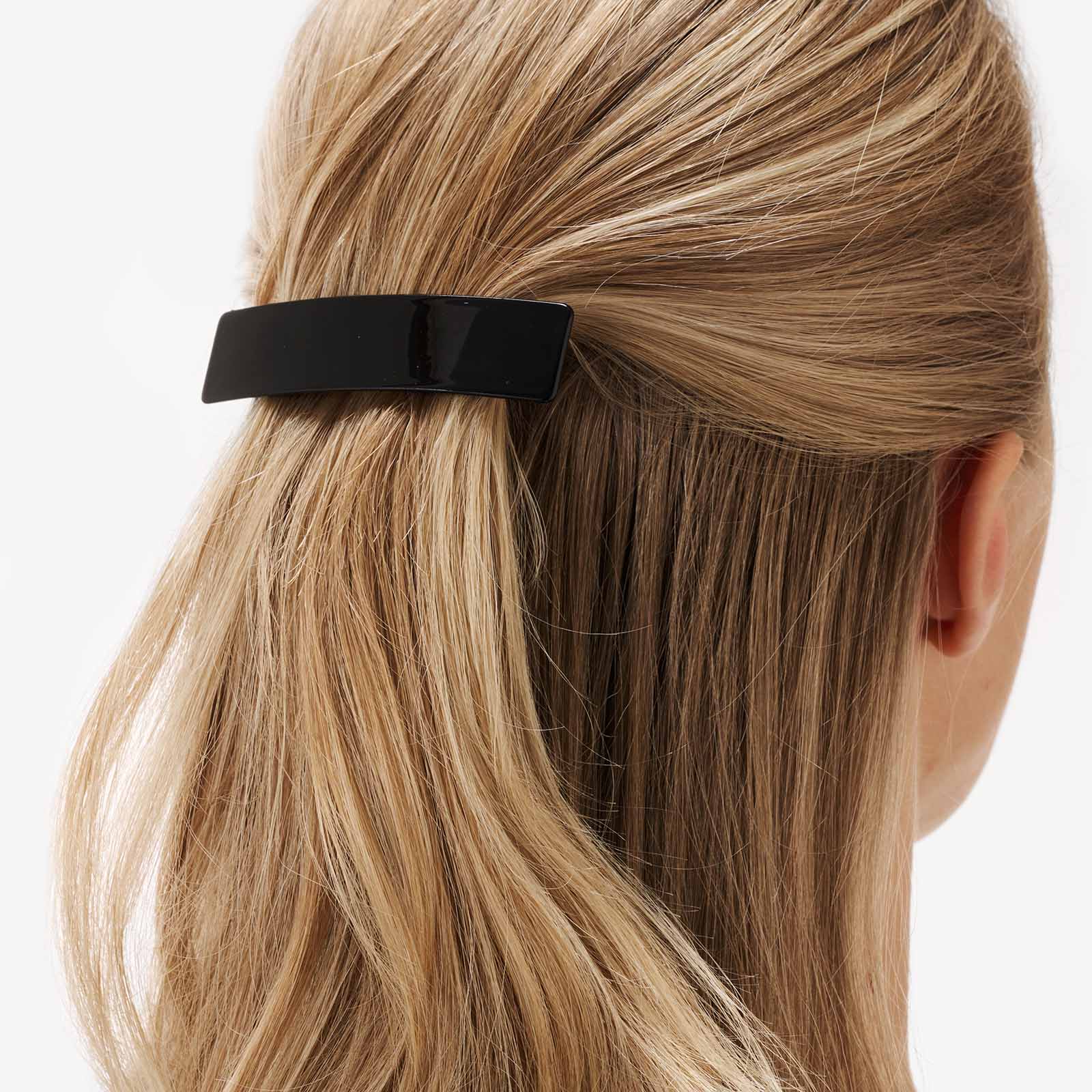 Svart rektangulärt hårspänne - barette 8 cm