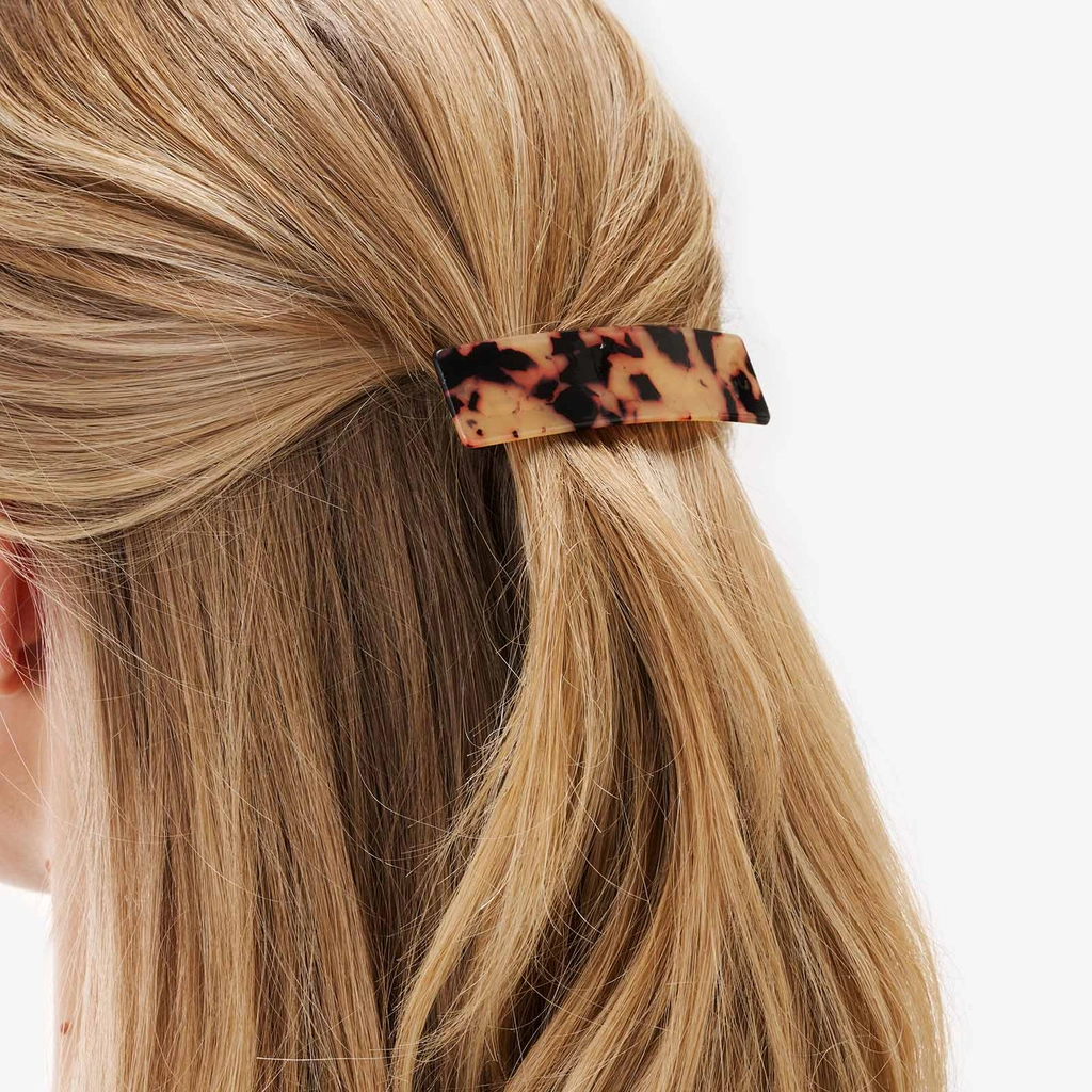 Brunt rektangulärt hårspänne - barette 8 cm