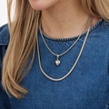 Silverfärgat halsband, två rader, 50+5cm