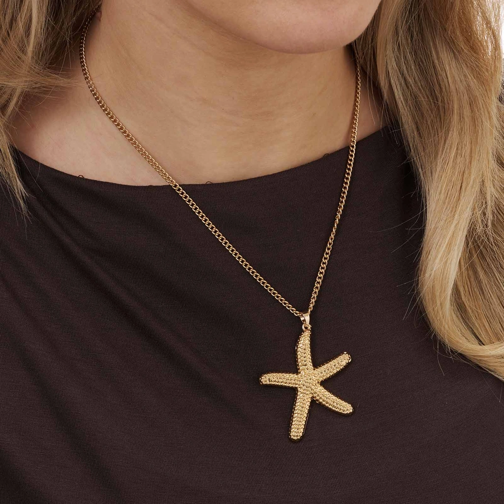 Guldfärgat halsband, sjöstjärna, 47+7cm