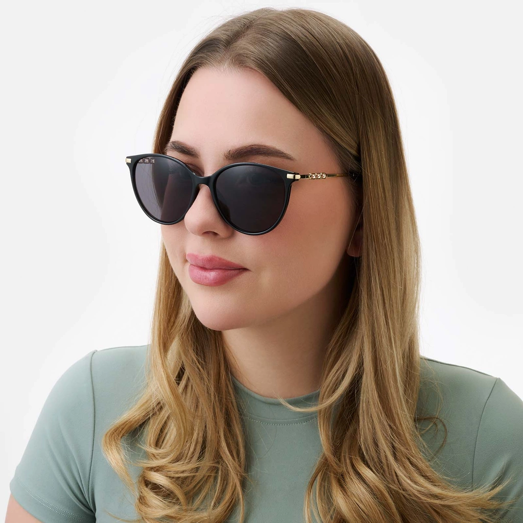 Solglasögon dam Cat Eye, svart glas & svarta bågar