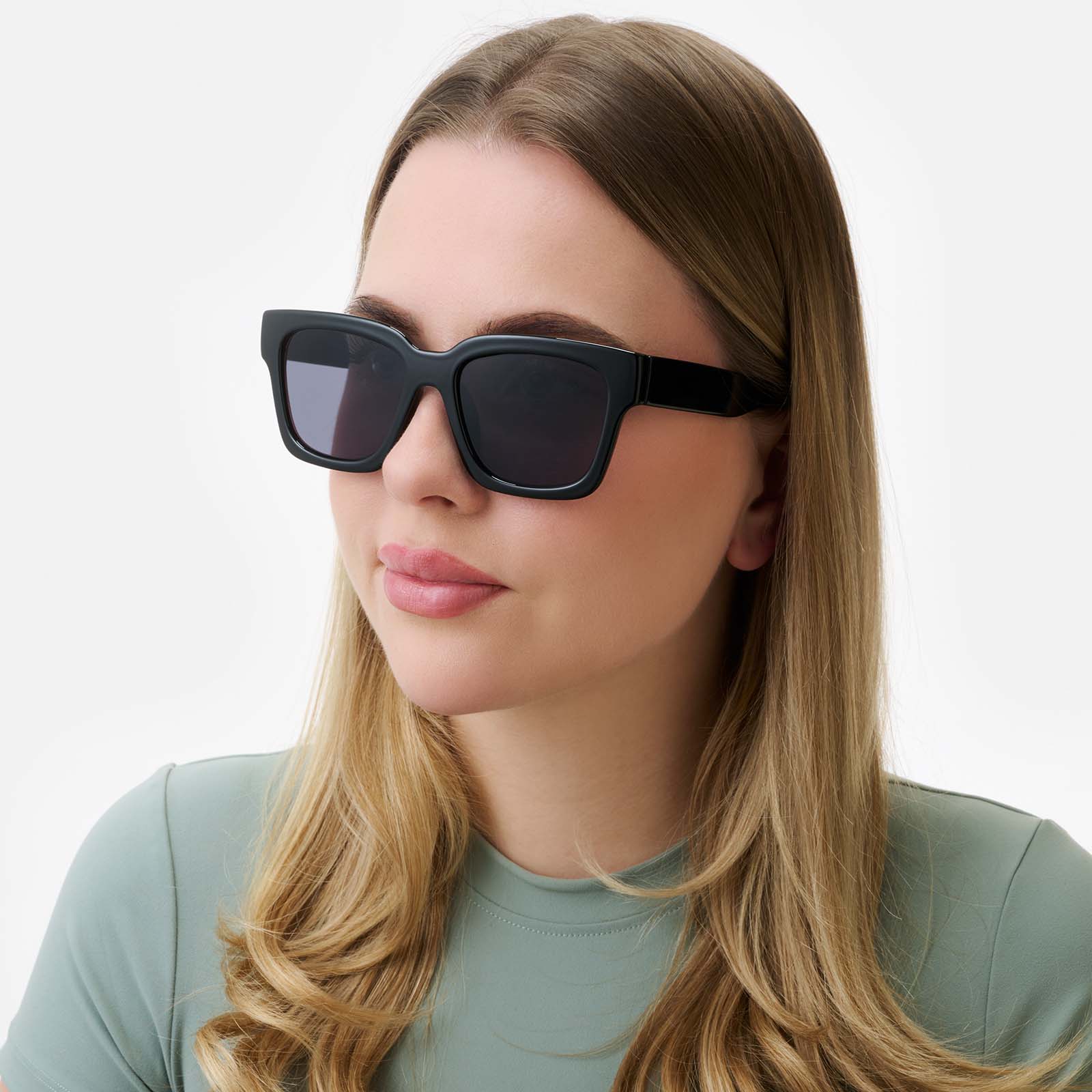 Solglasögon unisex Square, svart glas & bågar