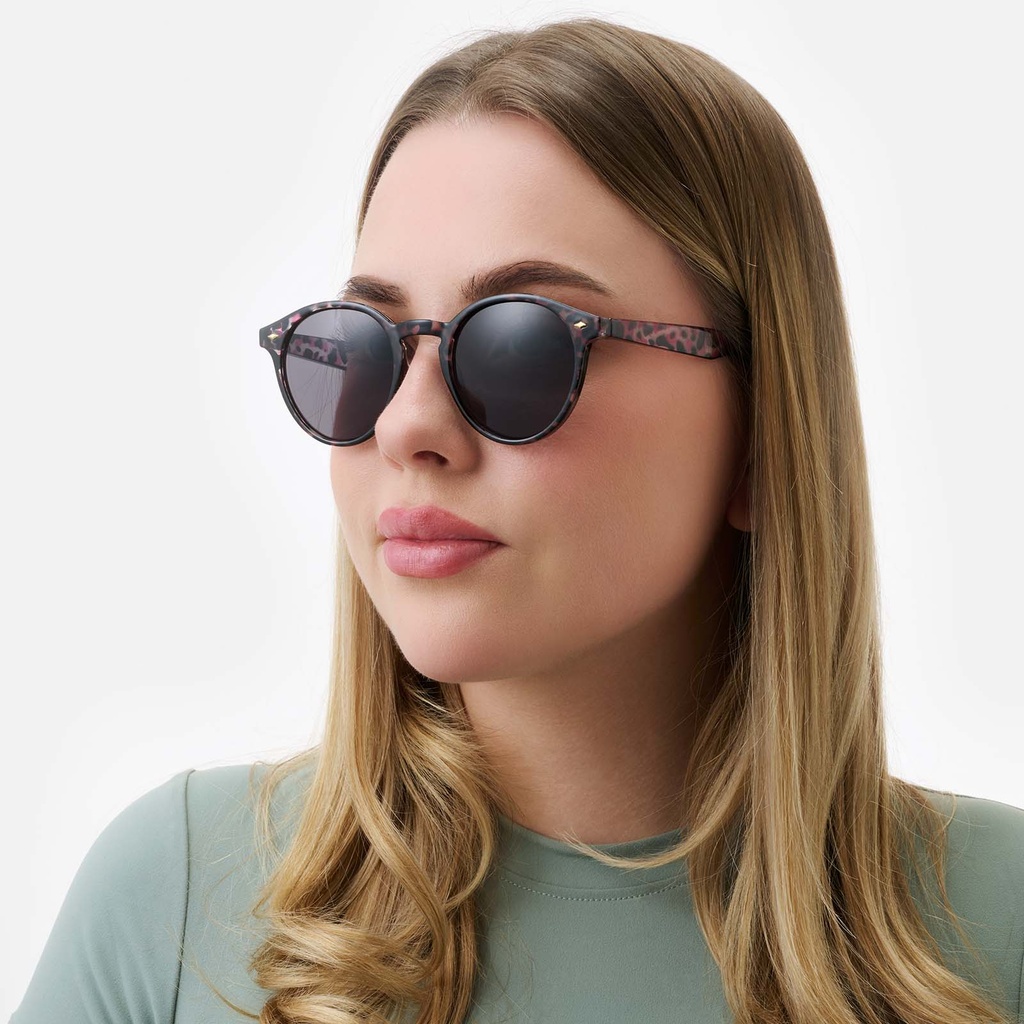 Solglasögon unisex Round, svart glas & melerade bågar