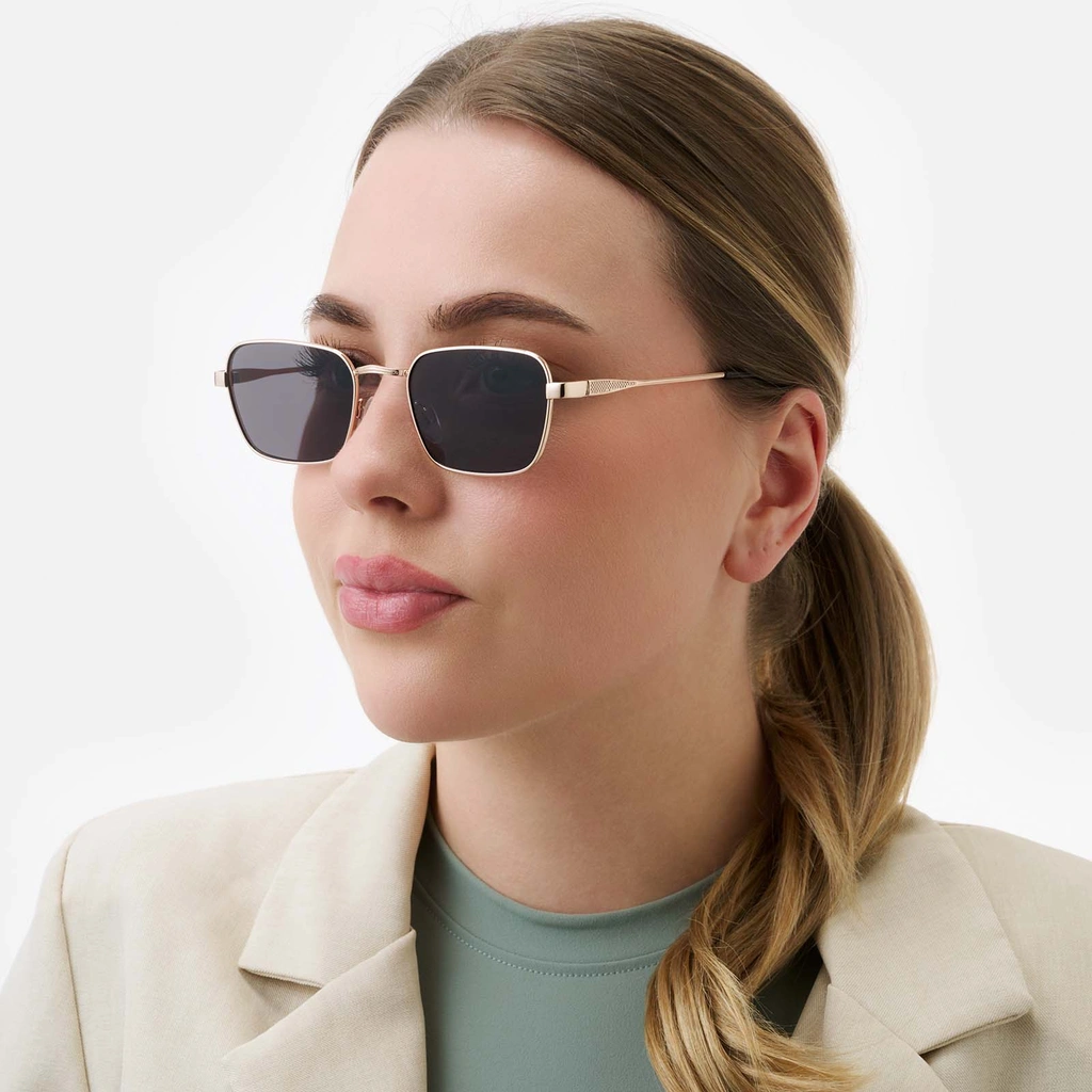 Solglasögon unisex, grått glas & metallbågar