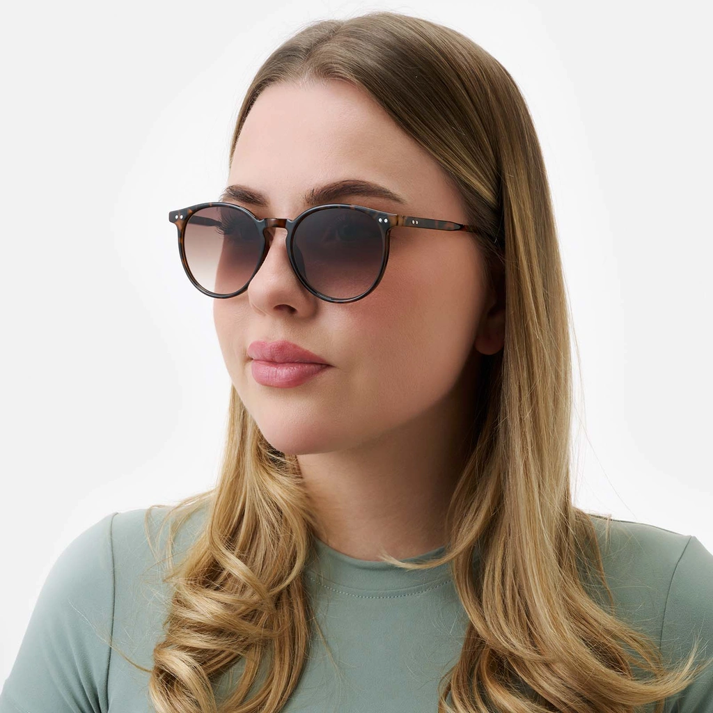 Solglasögon unisex Round, bruna bågar