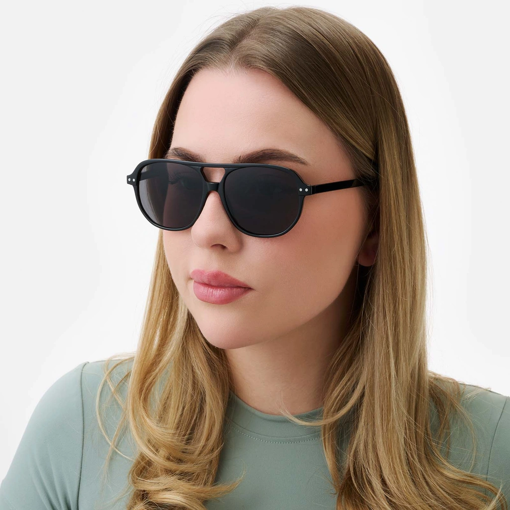 Solglasögon unisex Pilot, svarta bågar