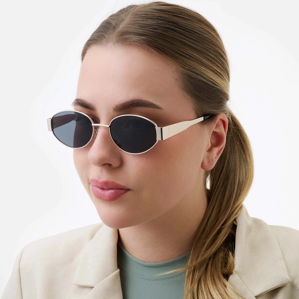 Solglasögon unisex Oval, grått glas