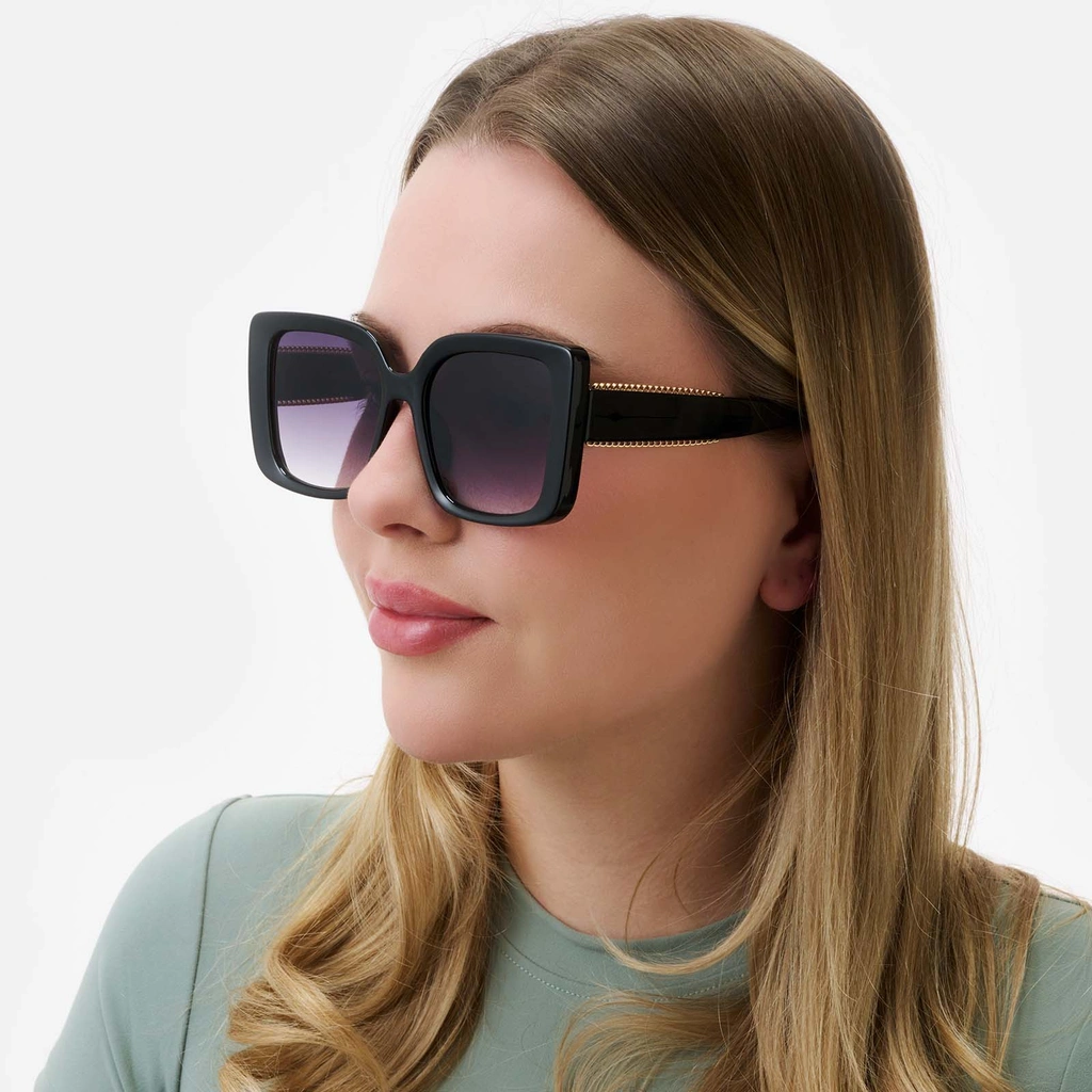 Solglasögon dam Big, svart glas & bågar