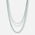 3-radigt silverfärgat halsband, olika kedjor - 33-55 cm