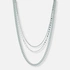 3-radigt silverfärgat halsband, olika kedjor - 33-55 cm