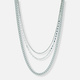 3-radigt silverfärgat halsband, olika kedjor - 33-55 cm