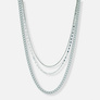 3-radigt silverfärgat halsband, olika kedjor - 33-55 cm