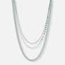 3-radigt silverfärgat halsband, olika kedjor - 33-55 cm