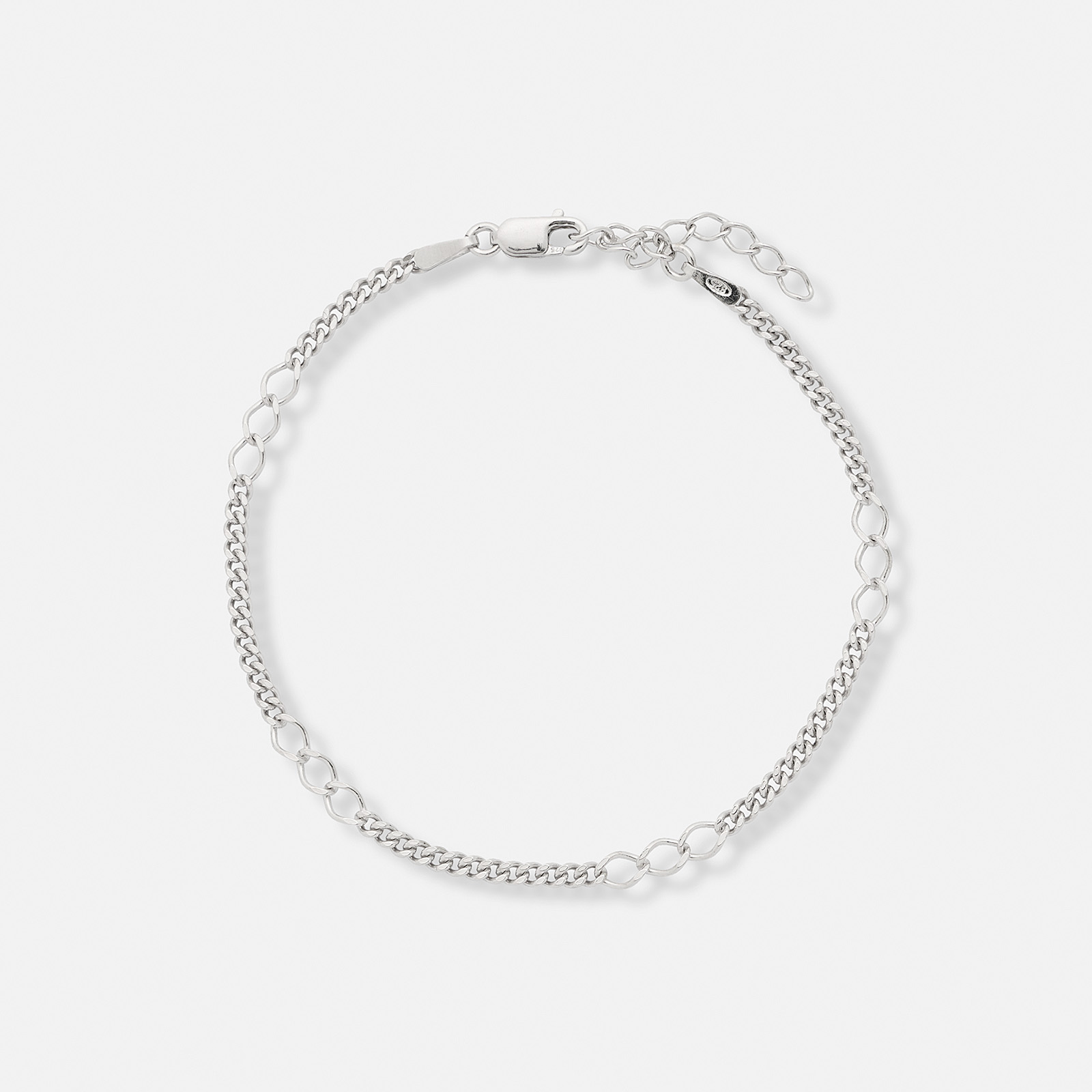 Armband dam i silver -mixad pansar 42+3cm