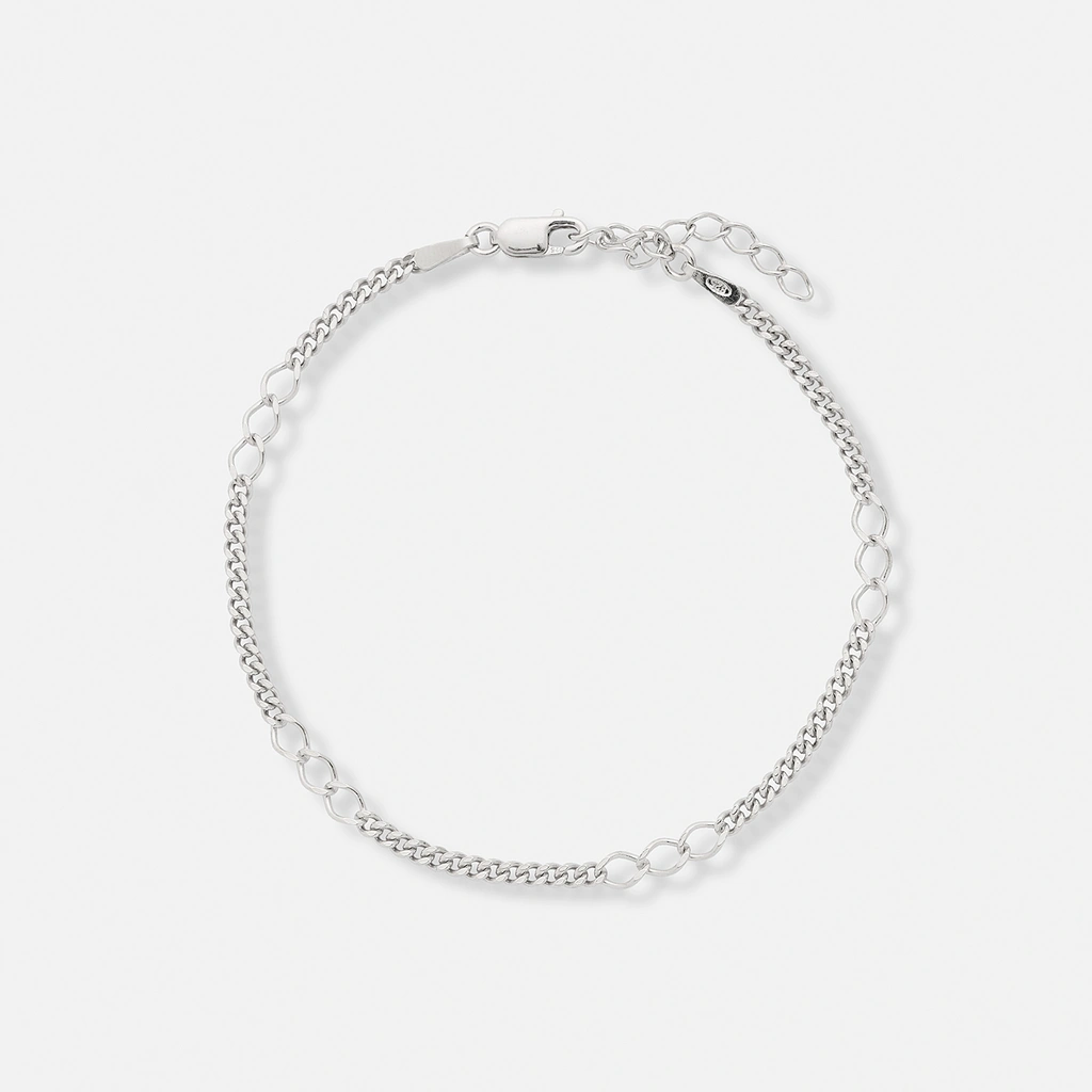 Armband dam i silver -mixad pansar 42+3cm
