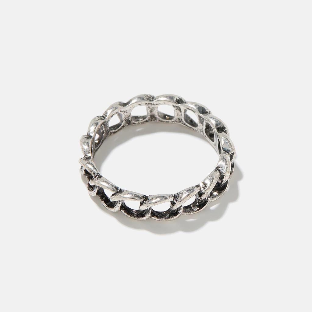 Silverfärgad ring - herr, kedja