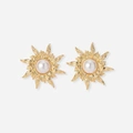 Guldfärgade örhängen - solar med pärlor