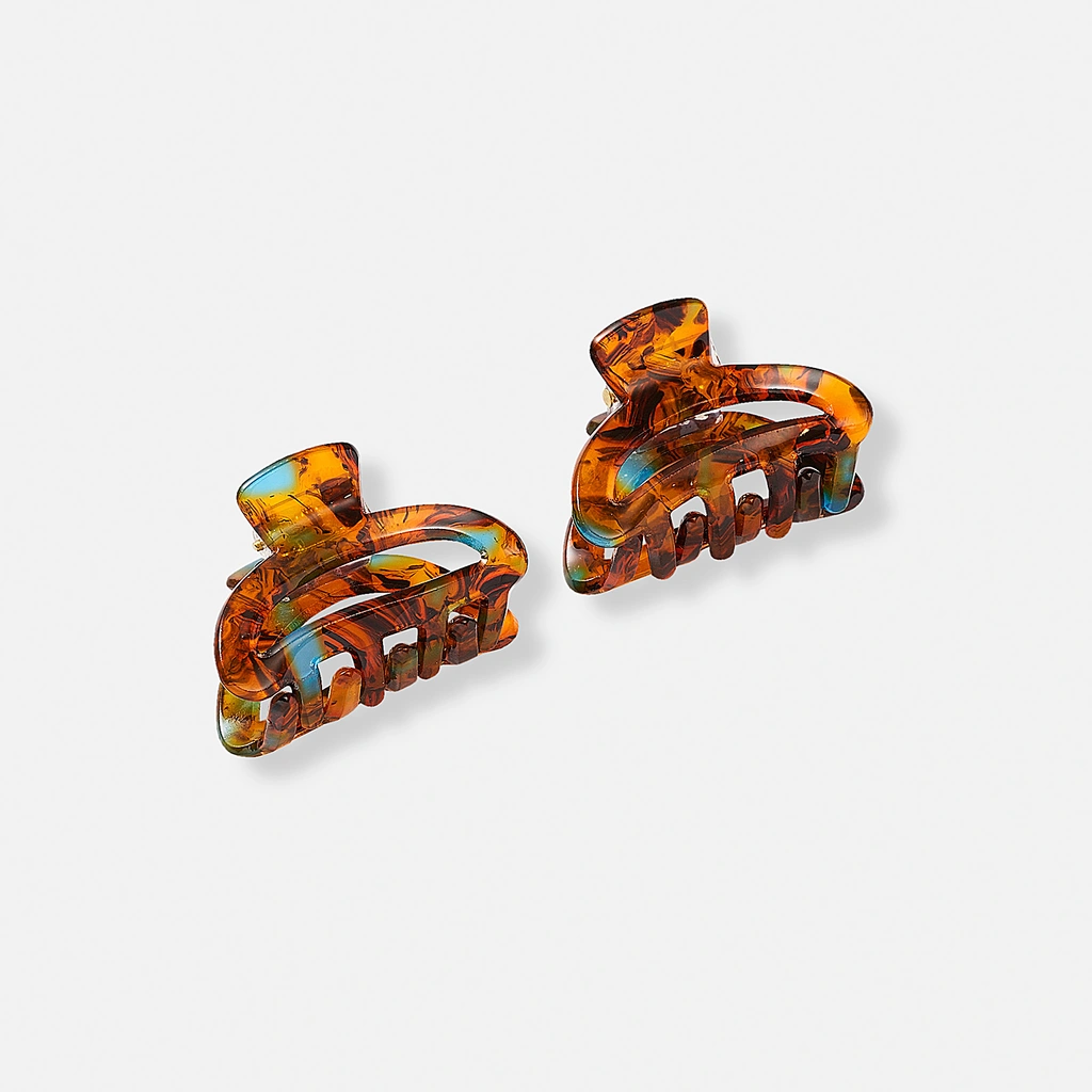 Hårklämma i brun melerad plast - 4 cm