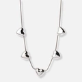Silverfärgat halsband med stora hjärtan - 47+7cm