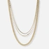 3-radigt guldfärgat halsband, olika kedjor - 33-55 cm