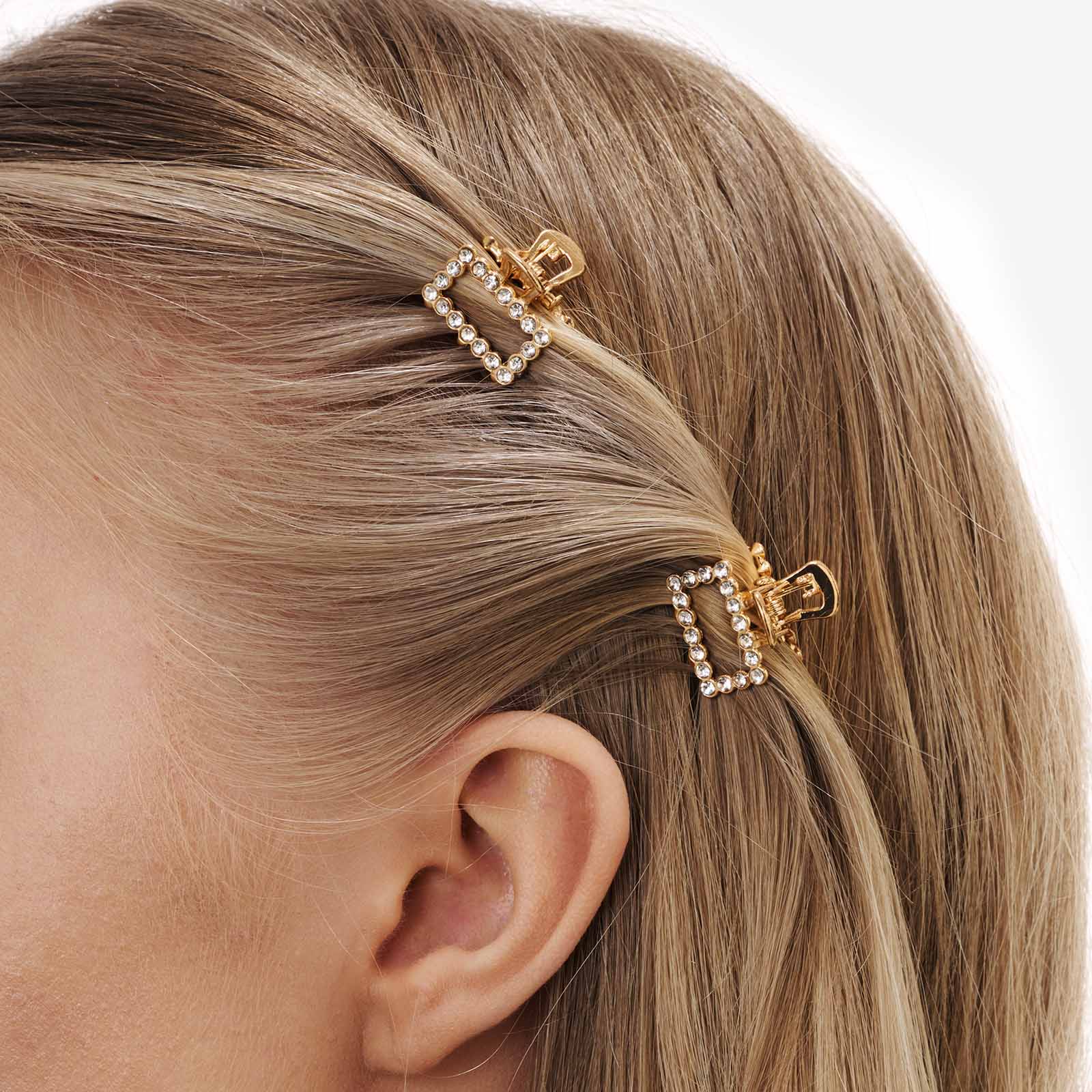 2-pack guldfärgade mini hårklämmor, 2cm