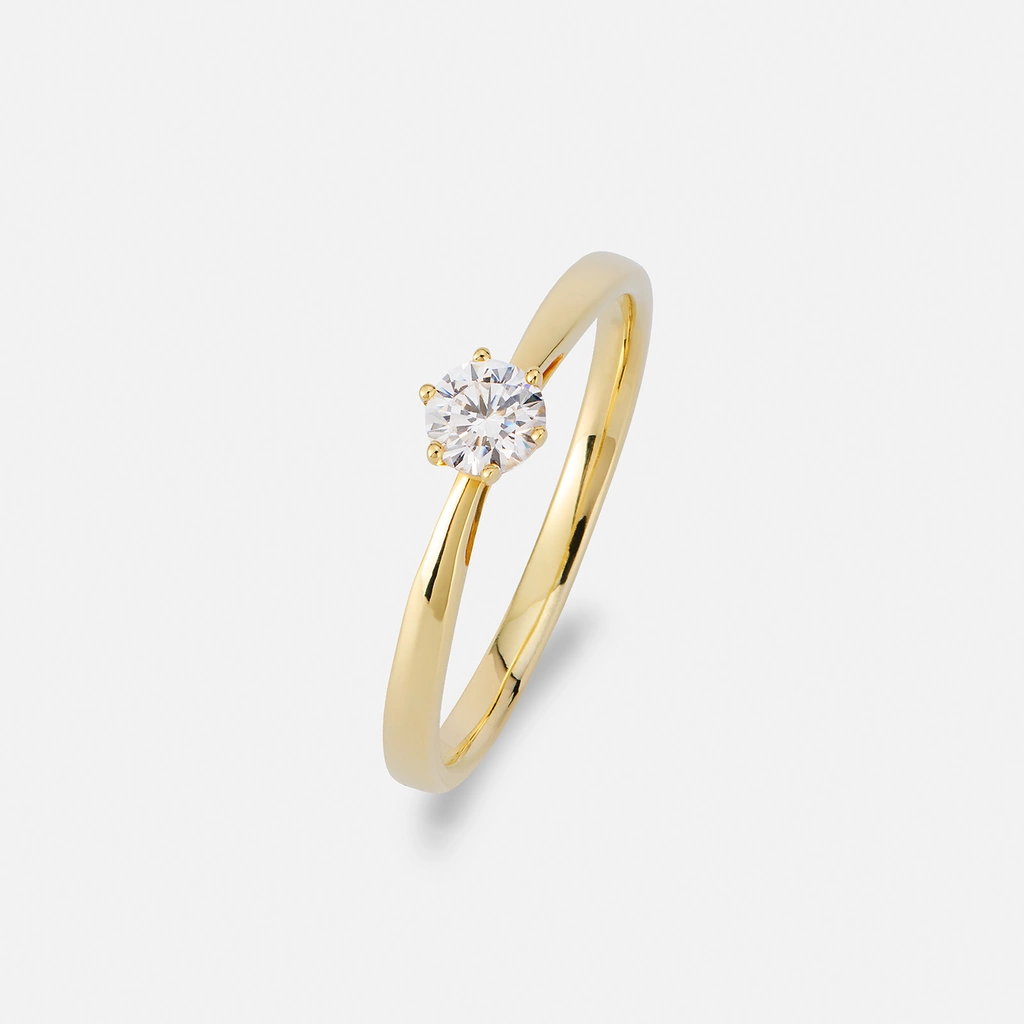 Solitärring 18k guld med 0,3 ct labbodlad diamant - 15,5