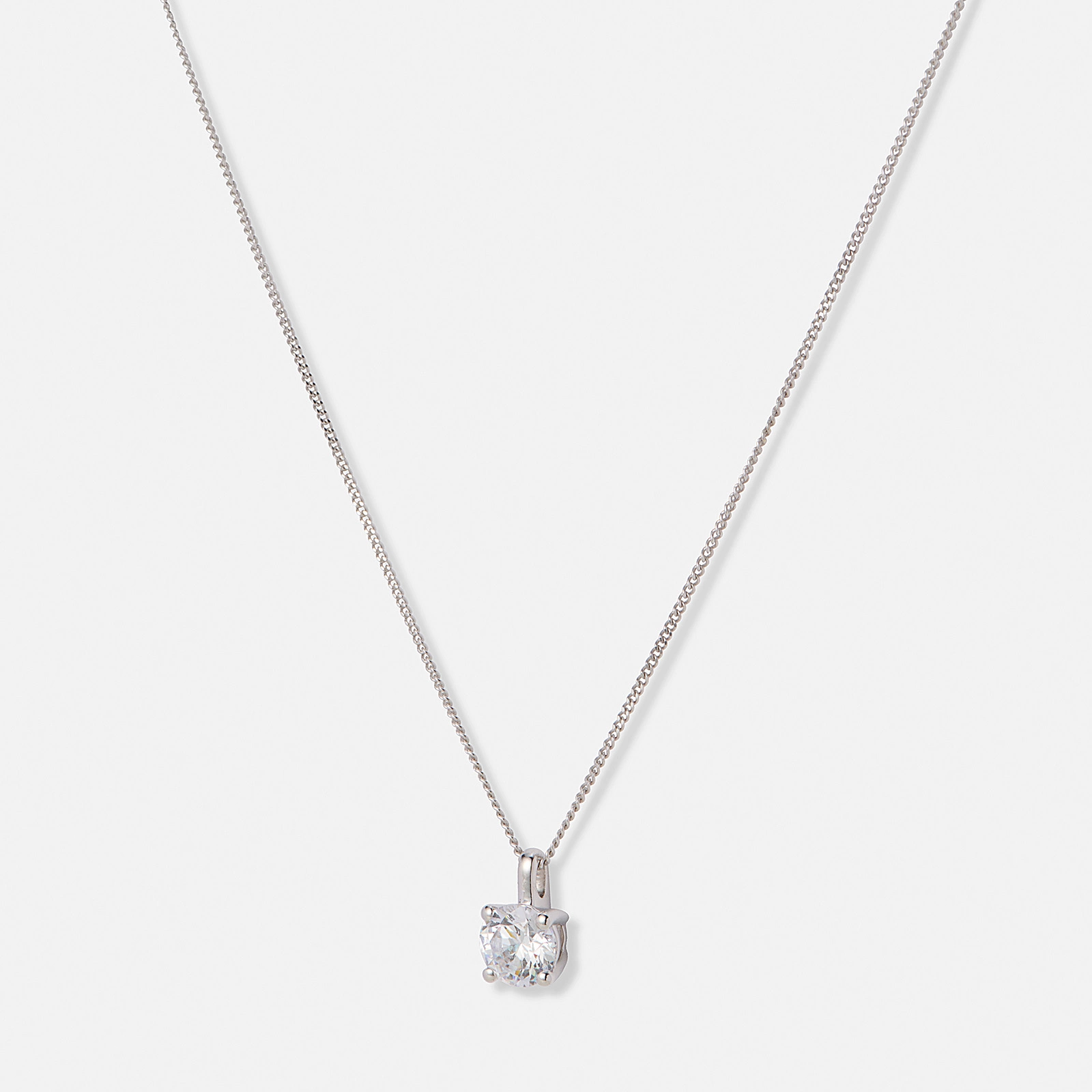 Halsband 18k vitguld med 0,7 ct labbodlad diamant - 42+3cm