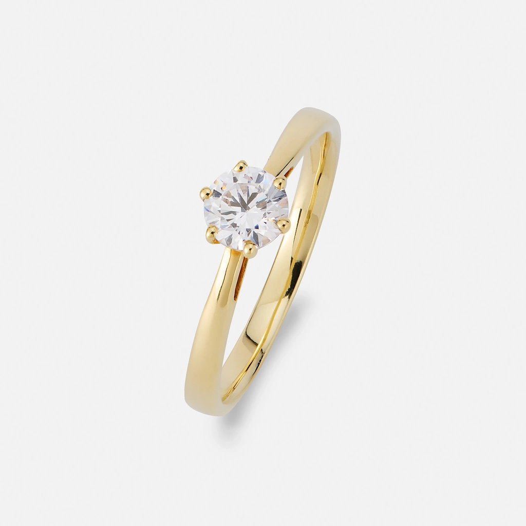 Solitärring 18k guld med 0,5 ct labbodlad diamant - 17,5