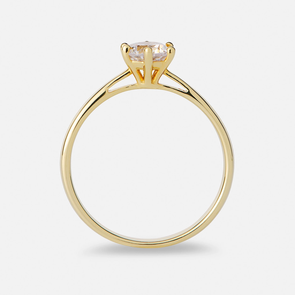 Solitärring 18k guld med 0,7 ct labbodlad diamant - 16,5