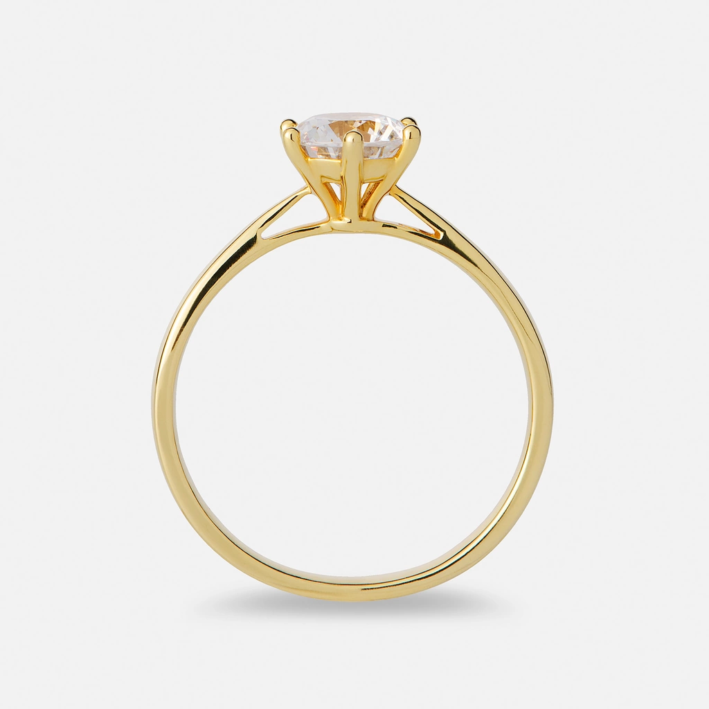 Solitärring 18k guld med 1,0 ct labbodlad diamant - 15,5
