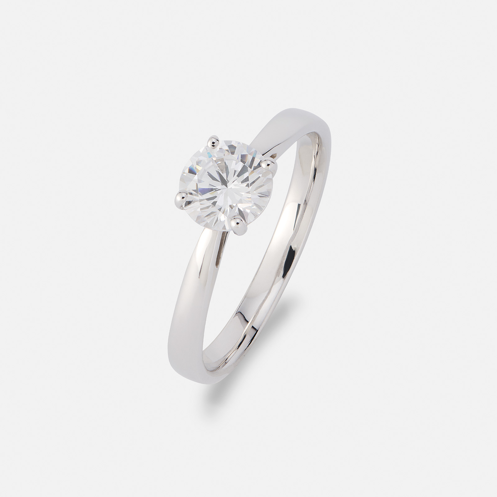 Solitärring 18k vitguld med 1,0 ct labbodlad diamant - 17,5