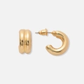 Guldfärgade örhängen, tvåradiga hoops- 14 mm