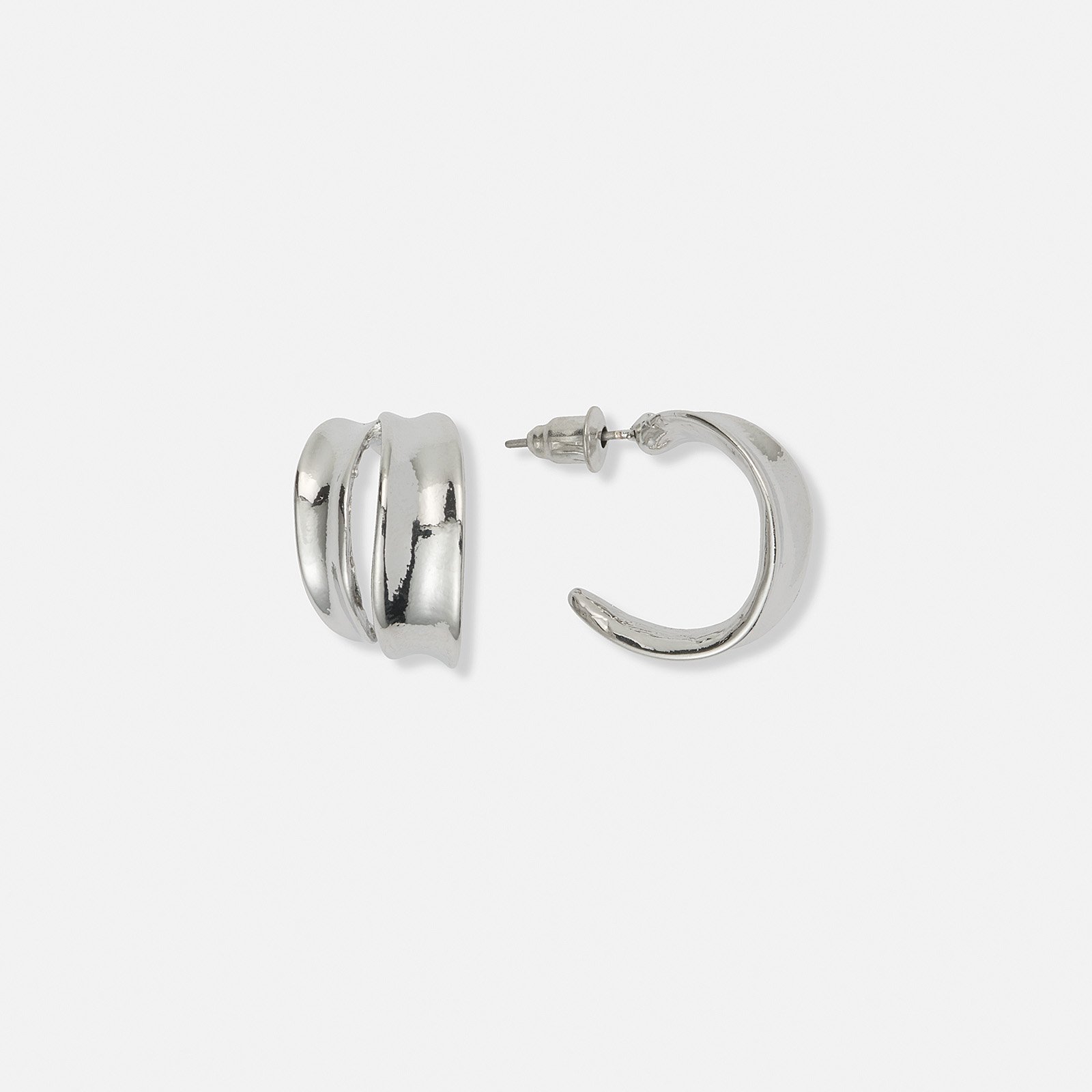 Silverfärgade örhängen, dubbla rader - 18 mm