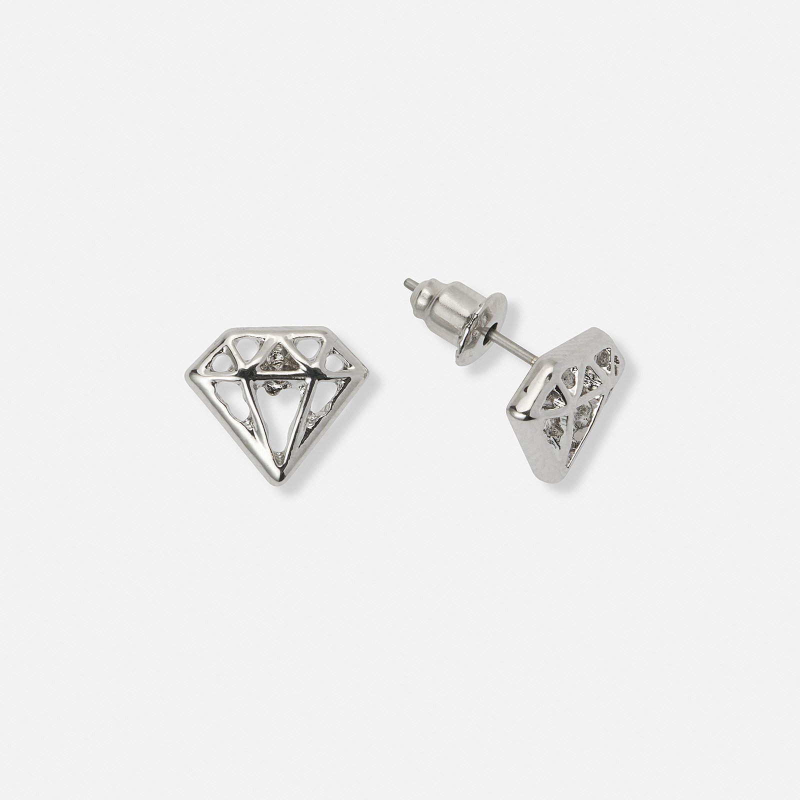 Silverfärgade örhängen, diamantform - 9 mm