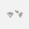 Silverfärgade örhängen, diamantform - 9 mm